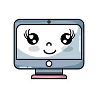 kawaii cute happy screen monitor vettore