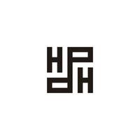 lettera astratta hp linea geometrica logo quadrato vettore