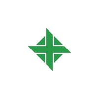 vettore di logo geometrico di forma quadrata verde più medico