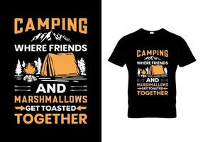 campeggio dove amici e t-shirt design vettore