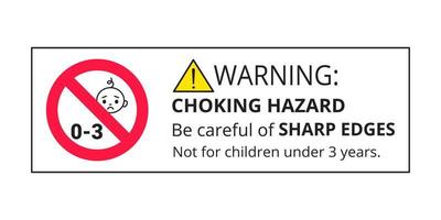avvertimento di soffocamento cartello segnaletico vietato adesivo non adatto a bambini di età inferiore a 3 anni vettore