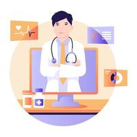 dashboard medico di monitoraggio della persona, illustrazione piatta vettore