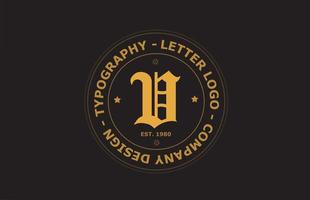 giallo marrone v vintage alfabeto lettera logo icona design. modello creativo per badge ed etichetta vettore