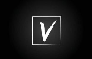 v icona logo lettera alfabeto grunge con quadrato. design del modello creativo per aziende e aziende in bianco e nero vettore