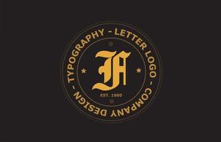 giallo marrone f vintage alfabeto lettera logo icona design. modello creativo per badge ed etichetta vettore