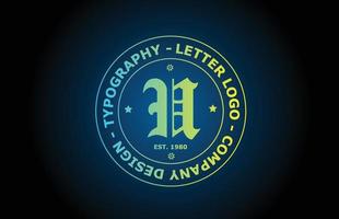 u design dell'icona del logo della lettera dell'alfabeto vintage in colore verde. modello creativo per etichetta e badge vettore