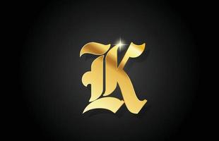 k vintage oro alfabeto lettera icona logo design. modello dorato creativo per le imprese vettore
