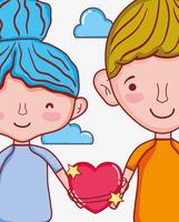 Bambini e cartoni animati d&#39;amore vettore