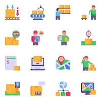 raccolta di icone piatte di servizi logistici vettore