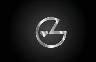metallo g amore cuore alfabeto lettera icona logo design. modello creativo per affari o società vettore