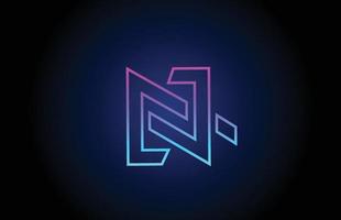 n icona del design del logo della lettera dell'alfabeto con la linea. modello creativo per azienda e affari nei colori rosa blu vettore