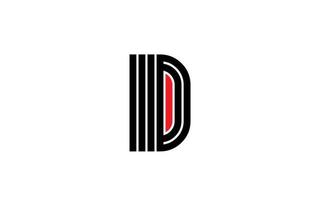 icona del logo della lettera dell'alfabeto linea rossa d. modello di design creativo per aziende e aziende in bianco e nero vettore