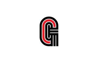 icona del logo della lettera dell'alfabeto g della linea rossa. modello di design creativo per aziende e aziende in bianco e nero vettore