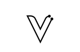 v linea bianco e nero alfabeto lettera logo icona design con punto. modello creativo per affari e società vettore