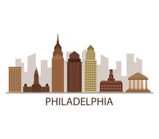 Skyline di Philadelphia su uno sfondo bianco vettore