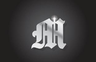 m vintage grigio alfabeto lettera logo icona design. modello creativo per azienda con stile metal vettore