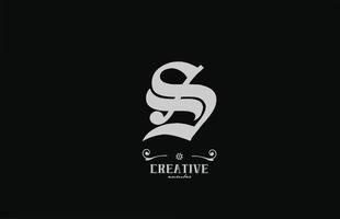 design del logo dell'icona della lettera dell'alfabeto vintage s. modello aziendale creativo in bianco e nero vettore