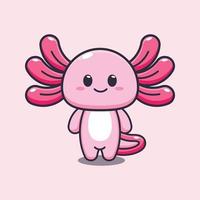 simpatico personaggio della mascotte dei cartoni animati di axolotl vettore