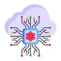 nuvola con nodi, che denota l'icona piatta del cloud computing