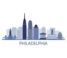 Skyline di Philadelphia su uno sfondo bianco vettore