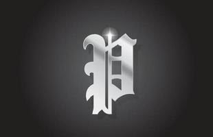 p design dell'icona del logo della lettera dell'alfabeto grigio vintage. modello creativo per azienda con stile metal vettore