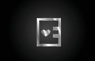 metallo e amore cuore alfabeto lettera icona logo design. modello creativo per affari o società vettore