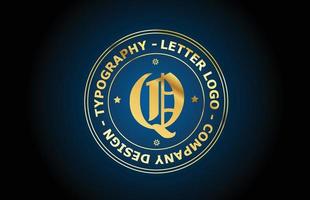 oro q vintage alfabeto lettera logo icona design. modello creativo per etichetta e badge in stile dorato vettore