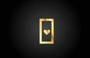 oro dorato amo cuore alfabeto lettera logo icona design. modello creativo per azienda o impresa vettore