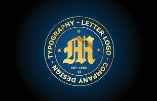 oro m vintage alfabeto lettera logo icona design. modello creativo per etichetta e badge in stile dorato vettore