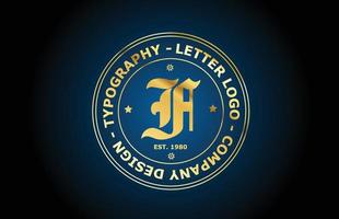 oro f vintage alfabeto lettera logo icona design. modello creativo per etichetta e badge in stile dorato vettore