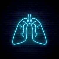 segno di polmoni al neon. vettore