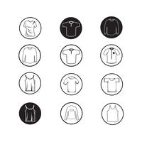 Set di icone di abbigliamento camicia e t-shirt icona abbigliamento vettore