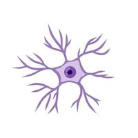 cellula neuronale blu. attività cerebrale e dendriti. illustrazione scientifica del fumetto. vettore