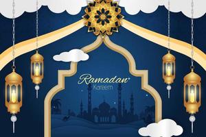 ramadan kareem sfondo islamico verde e oro vettore