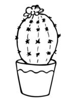 cactus semplice disegnato a mano carino. clipart di pianta d'appartamento in una pentola. illustrazione di cactus isolato su sfondo bianco. scarabocchio casa accogliente. vettore