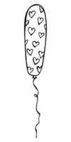 illustrazione di palloncino volante disegnato a mano isolato su uno sfondo bianco. doodle di palloncini di san valentino. clipart di vacanza. vettore