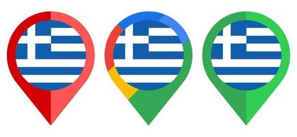 icona dell'indicatore di mappa piatta con bandiera greca isolata su sfondo bianco vettore