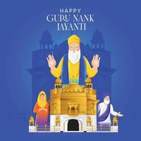 illustrazione di felice gurpurab, guru nanak jayanti festival di sfondo celebrazione sikh vettore