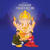 illustrazione di lord ganpati su ganesh chaturthi, biglietto d'invito poster carta vettore