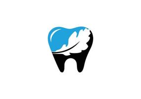 foglie e ispirazione per il design del logo semplice dentale vettore