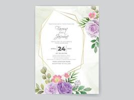 carta di invito a nozze romantiche rose viola vettore