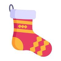 icona del design piatto del calzino di Natale vettore