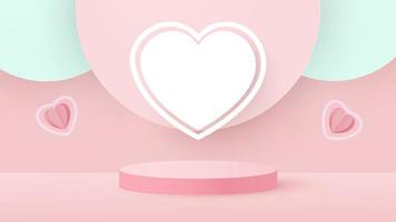 3d rendering di rosa amore San Valentino fasi pastello sfondo o texture. sfondi luminosi pastello per podio o piedistallo. illustrazione vettoriale