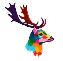 ritratto astratto della testa di cervo, cervus elaphus, dama dama da vernici multicolori. disegno colorato. illustrazione vettoriale di vernici