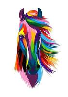 ritratto astratto della testa di cavallo da vernici multicolori. disegno colorato. illustrazione vettoriale di vernici