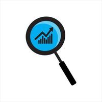 icona della lente d'ingrandimento in stile piatto. cerca una lente d'ingrandimento su uno sfondo colorato. illustrazione di analisi aziendale. oggetto di design vettoriale per il tuo progetto