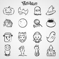 set di icone di halloween nero vettore