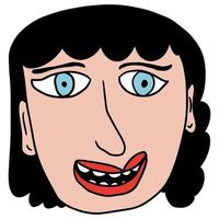 donna impaurita di doodle disegnato a mano del fumetto sveglio isolata su priorità bassa bianca. avatar di persone. vettore