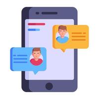 comunicazione online, icona di stile piatto della chat mobile vettore