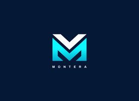 Lettera moderna tipo MV Blue Logo Shape vettore